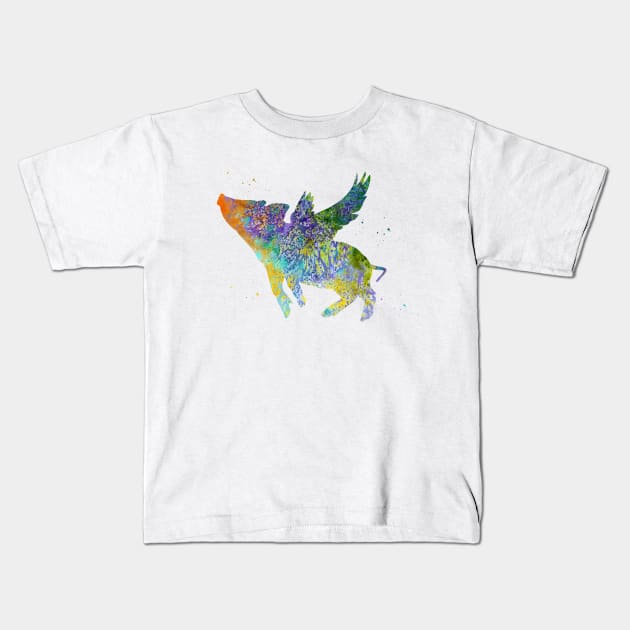 Flying Pig Kids T-Shirt by erzebeth